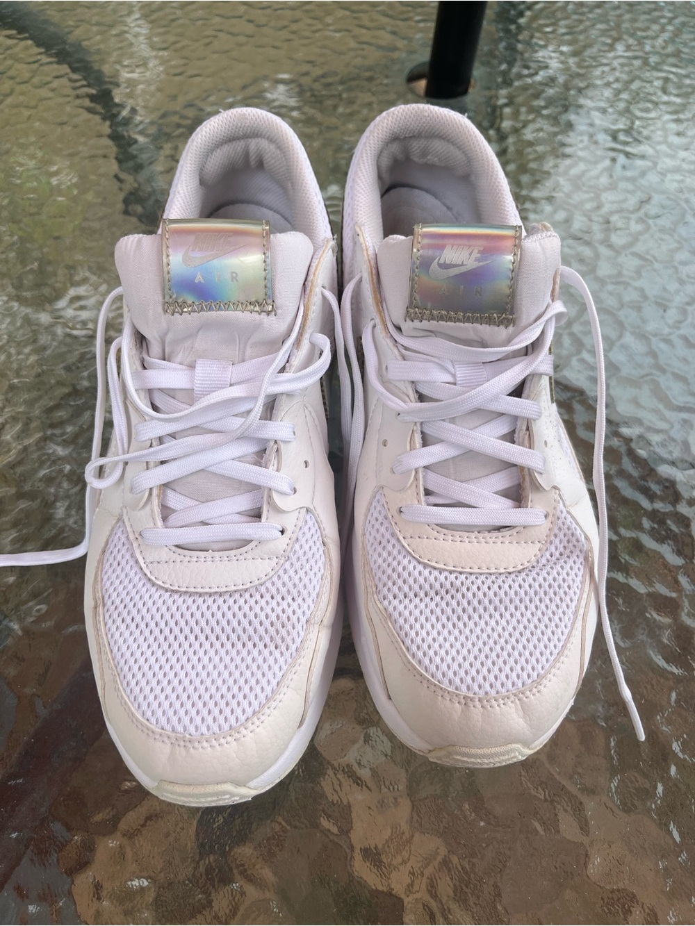 Nike Women’s White Sneakers with Iridescent Tongue Detail